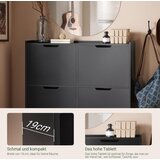 SoBuy Ozko vhodno stojalo za čevlje s 4 vrati in 4 prostorsko varčnimi predali v črni barvi, (21338228) | Shoptok.si