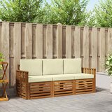  Setovi sofa 3 kom. Prirodna i krem Čvrsto drvo akacije | shoptok.hr
