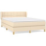 vidaXL Box spring postelja z vzmetnico krem 140x200 cm blago, (20893115) Cene