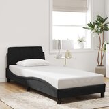Maison Chic Posteljni okvir - Enojna postelja - Postelja za odrasle z vzglavjem brez vzmetnice črn 90x190 cm žamet, (21696181) | Shoptok.si