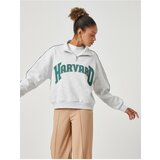 Koton Oversize Sweatshirt Harvard License Standing Collar Zippered Cene