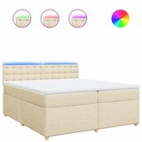 vidaXL Box spring postelja z vzmetnico krem 200x200 cm blago, (21304717) | Shoptok.si