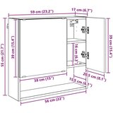 vidaXL Ogledalna omara Rjavi hrast 59 x 17 x 55 cm Konstruiran les | Shoptok.si