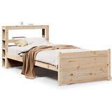 vidaXL Okvir kreveta s uzglavljem 90 x 200 cm od masivne borovine | shoptok.hr