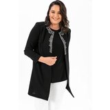 By Saygı Stone Collar Undershirt Plus Size Jacket Suit Black | shoptok.hr