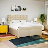  Krevet s oprugama i madracem krem 180x200 cm od tkanine u