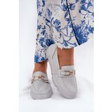 VINCEZA Women's Leather Loafers with Golden Detail Jasnoszare 88007 | shoptok.hr