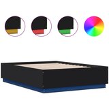 Maison Chic Posteljni okvir - Dvoposteljna postelja - Zakonska postelja z LED lučkami črn 120x190 cm inženirski les, (21695069) Cene