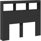 vidaXL Ormarić za uzglavlje s LED svjetlima crni 120 x 17 x 102 cm | shoptok.hr