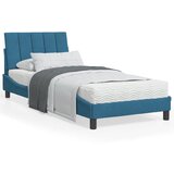 vidaXL Postelja z vzmetnico modra 90x200 cm žamet Cene