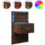Maison Chic Stenska Nočna omarica - Nočna miza z LED lučkami rjavi hrast, (21687238) Cene