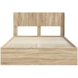  Krevetna konstrukcija s pohranom i uzglavljem Hrast sonoma Smeđa 150 x 200 cm | Shoptok.si
