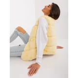Fashion Hunters Light yellow fur vest with pockets