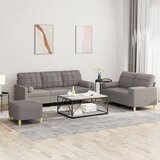  3-dijelni set sofa s jastucima smeđesivi od tkanine | shoptok.hr