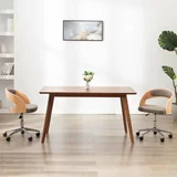  Vrtljiv pisarniški stol taupe ukrivljen les in blago, (20624680)