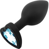 Sunfo silikonski analni dildo s kamenom u obliku srca (crno-safirno) | shoptok.hr