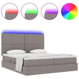  Krevet s LED trakama s pohranom Sivo-smeđa 180 x 200 cm tkanina | shoptok.hr