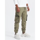 Ombre Men's JOGGER pants with zippered cargo pockets - light olive | Shoptok.si