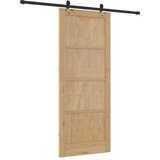  Klizna vrata Prirodna i crna 86 x 211 cm Masivna borovina | shoptok.hr