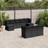 vidaXL 10-dijelni set vrtnih sofa s jastucima crni od poliratana | shoptok.hr