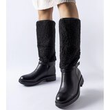 Gemre Black boots decorated with fur Plains Cijene