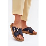 Inblu Women's Leather Slippers With Buckle Dark Blue | shoptok.hr