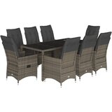  9-dijelni vrtni blagovaonski set sivi od poliratana Siva 190 x 90 x 75 cm | shoptok.hr
