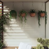 Maison Chic Viseče korito - cvetlična korita - Cvetlični Lonec 4 kosi podloga iz kokosa črna Ø 40x63 cm jeklo, (21789052) | Shoptok.si