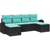 vidaXL Kavčna garnitura z blazino 6 pcs Črna in turkizna poli ratan, (5000153487) | Shoptok.si