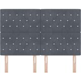 vidaXL vzglavje s kristalnim gumbom, tufted, temno sivo, 160 cm, žamet | Shoptok.si