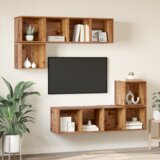 vidaXL Set TV komoda s pohranom 4 pcs Staro drvo 37 x 37 x 142.5 cm | shoptok.hr