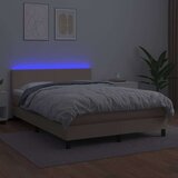  Krevet box spring madrac LED cappuccino 140x200cm umjetna koža | shoptok.hr