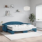 vidaXL Izvlečna dnevna postelja z vzmetnicami modra 90x200 cm žamet Cene