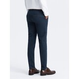 Ombre Men's classic chino pants with fine texture - navy blue | Shoptok.si