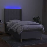  Krevet box spring s madracem LED svjetlosivi 80x200 cm tkanina | shoptok.hr