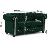 Ropez Zelena žametna raztegljiva sedežna garnitura 148 cm York Blik – | Shoptok.si