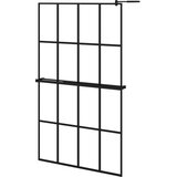 Pregrada za tu&amp;scaron; s policom crna 118x190 cm staklo ESG i aluminij Slike