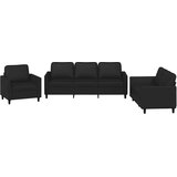  3-dijelni set sofa s jastucima crni od umjetne kože | shoptok.hr