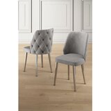 Hanah home set trpezarijskih stolica Leja 2 kom, siva tkanina Babyface, hromirane metalne noge | Eponuda.com