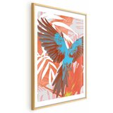  Plakat - Exotic Wings - parrot among abstract leaf patterns 29.7x42 Zlatni okvir s margom | shoptok.hr