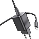 hoco. zidni punjač Type C + kabel Type C na Type C QC PD 20W N40 crni | shoptok.hr