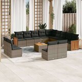  14-dijelni set vrtnih sofa od poliratana s jastucima sivi | shoptok.hr