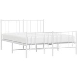  Metalni okvir kreveta uzglavlje i podnožje bijeli 150 x 200 cm | shoptok.hr