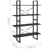 Ormarić za knjige 4 razine sivi 100x30x140 cm konstruirano drvo | shoptok.hr
