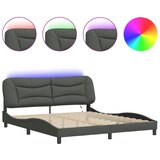 vidaXL Posteljni okvir z LED lučkami temno siv 180x200 cm blago, (21094858) Cene