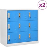The Living Store Omara s ključavnico 2 kosa siva in modra 90x45x92,5 cm jeklo - Omara S Ključavnico, (21435232) | Shoptok.si