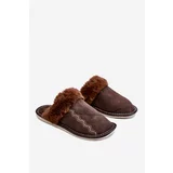 Kesi Men's Warm Slippers With Fur Brown Aron