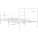  Metalni okvir kreveta uzglavlje i podnožje bijeli 90x190 cm | shoptok.hr
