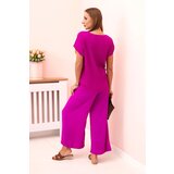 Kesi Włoski Viscose set pleated blouse + trousers dark purple | Shoptok.si