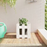 vidaXL Vrtno korito z ograjico belo 30x30x30 cm trdna borovina Cene